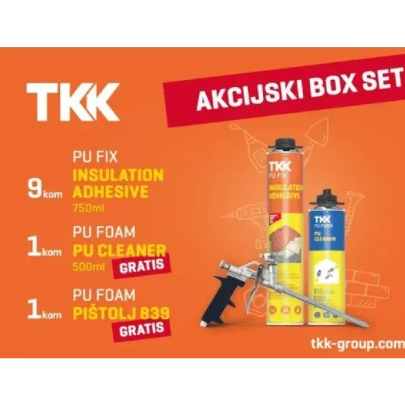 TKK SET 9 kom PUR PENA za stiropor 750ml + čistač pur pene GRATIS + pi&scaron;tolj za pur penu GRATIS