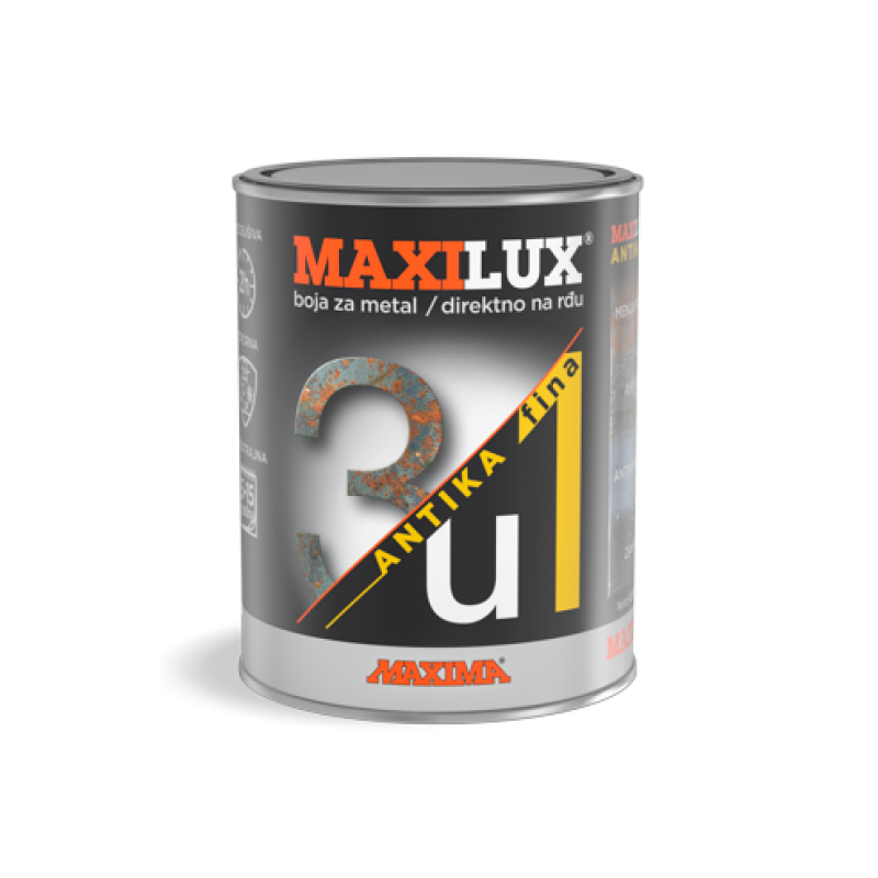 Maxima MAXILUX 3u1 ANTIKA FINA antikorozivni, brzosušivi, temeljno-završni premaz za metal sa finim metalnim opiljcima